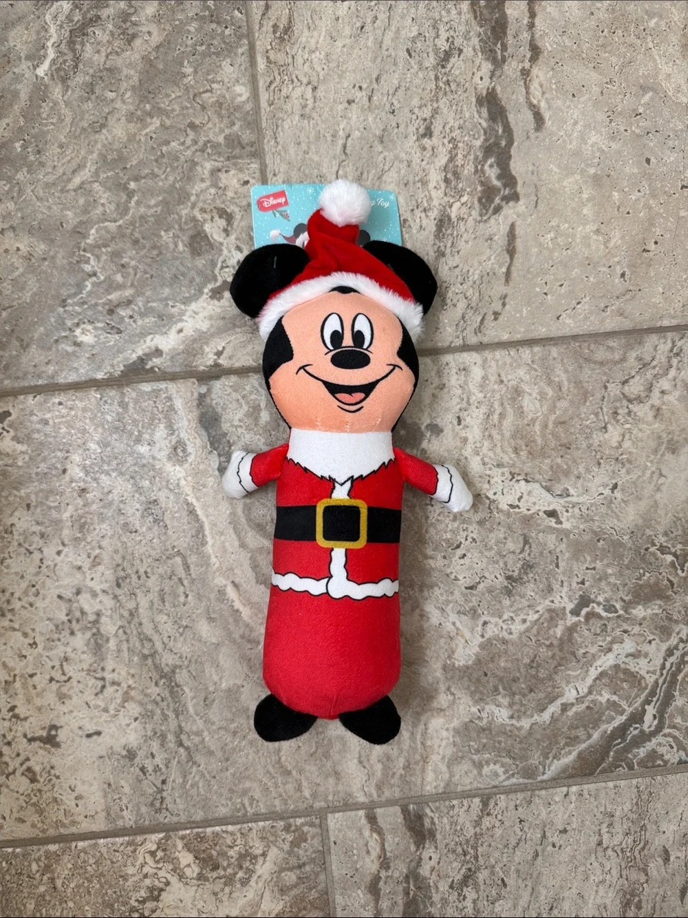 NWT Disney Mickey Mouse Plush in Santa Outfit Dog Toy